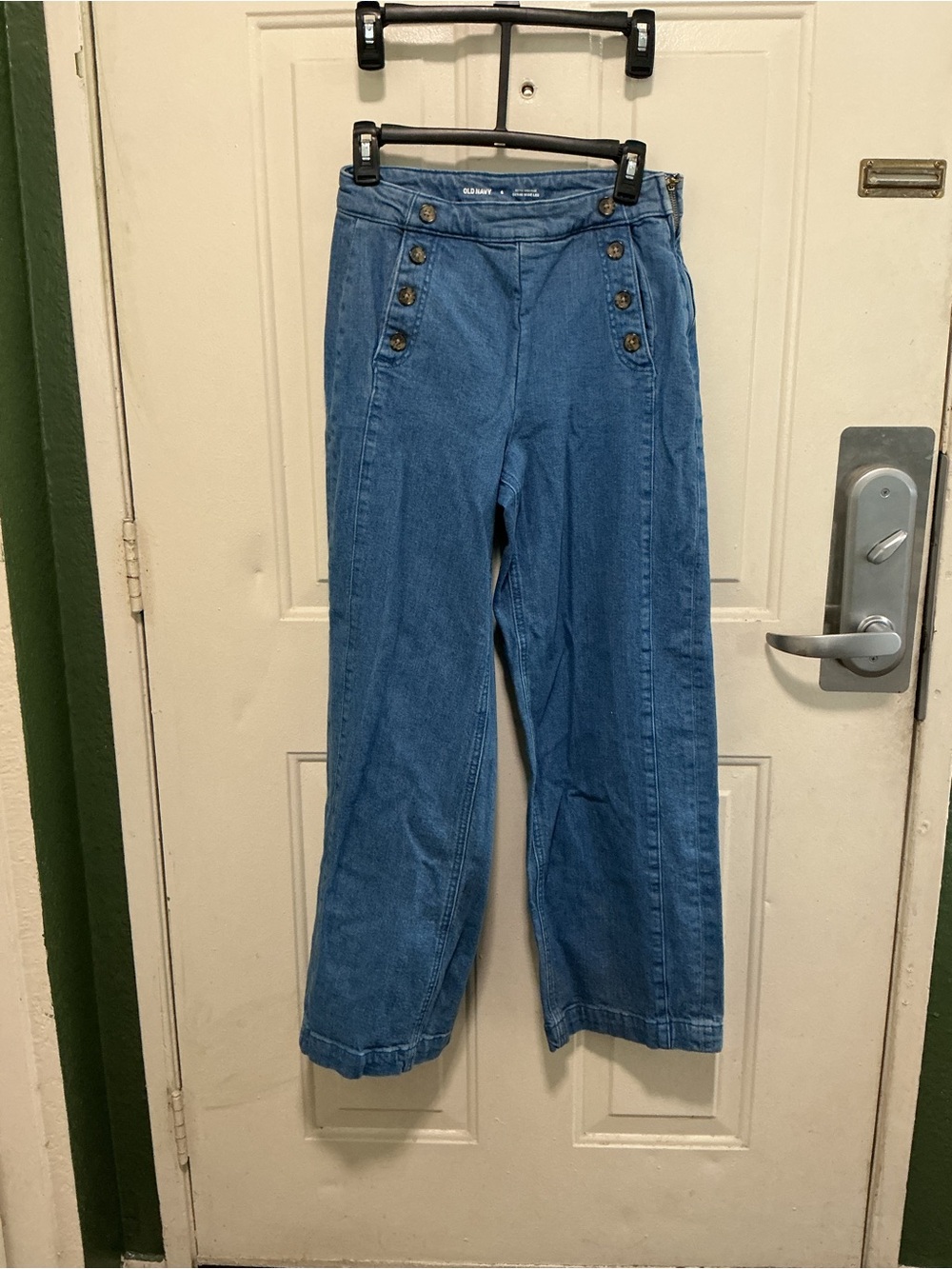 Old Navy Light Blue High-Rise Wide Leg Jeans with Button Detail